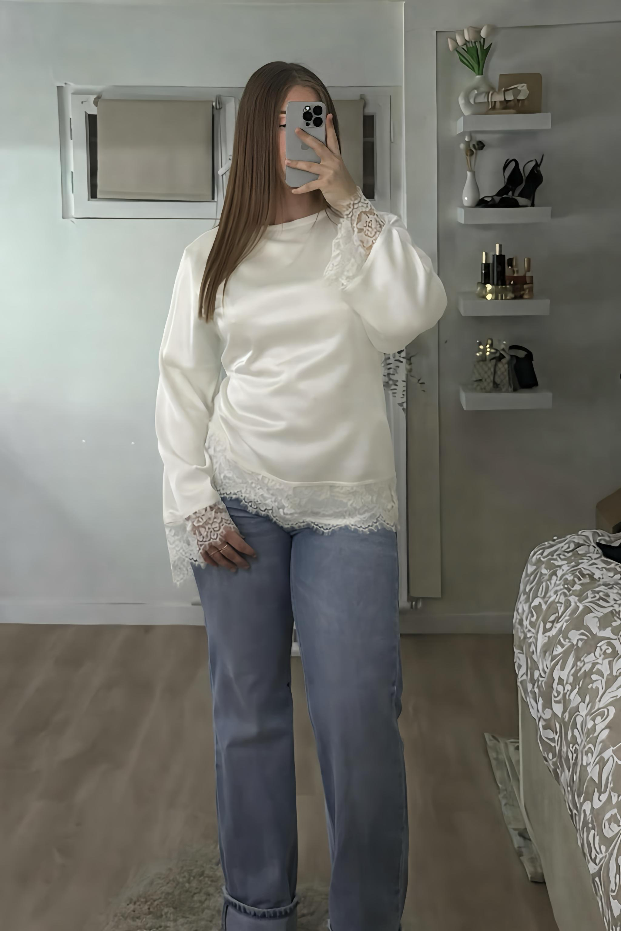 Blouse en satin Naya écru