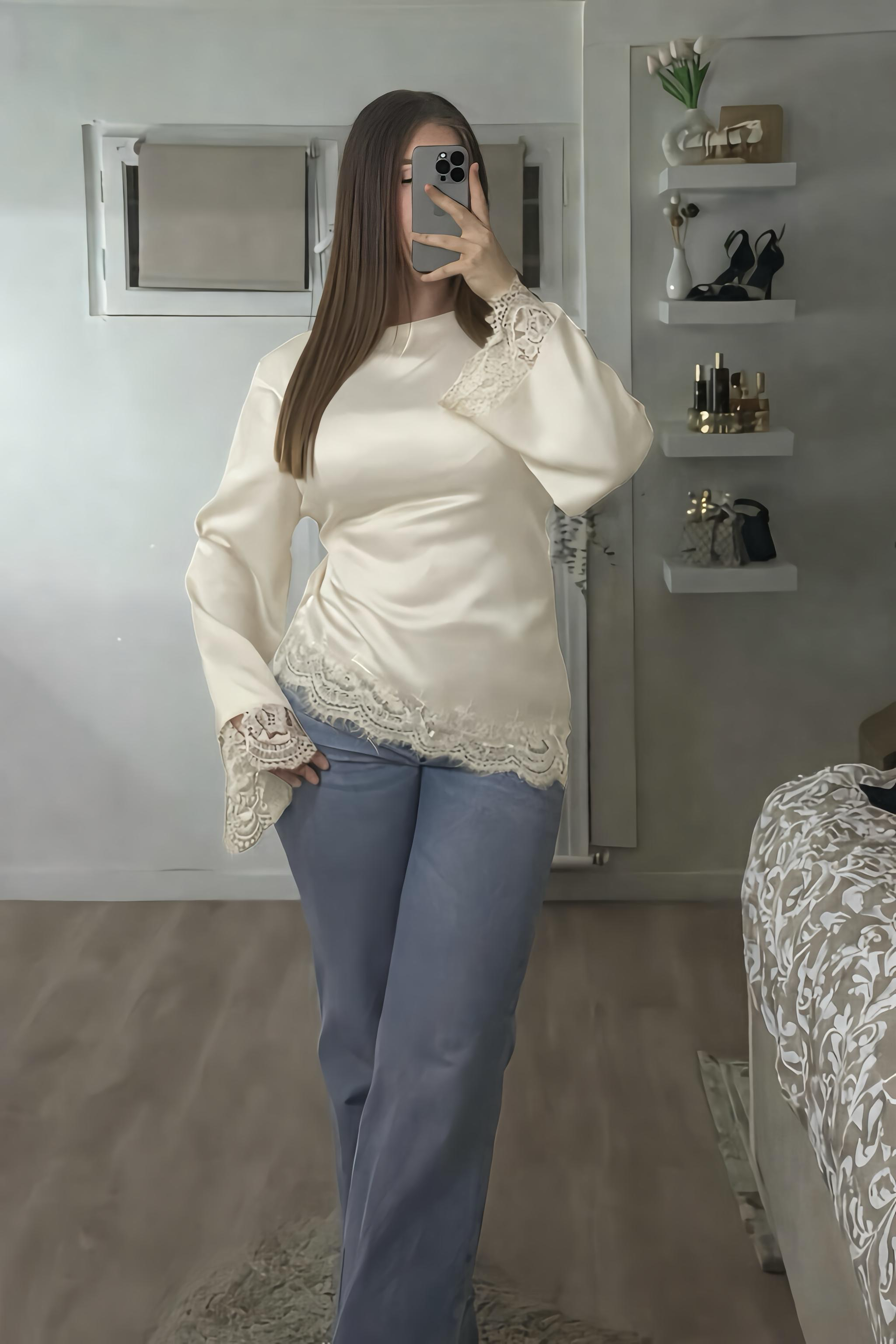 Blouse en satin Naya écru